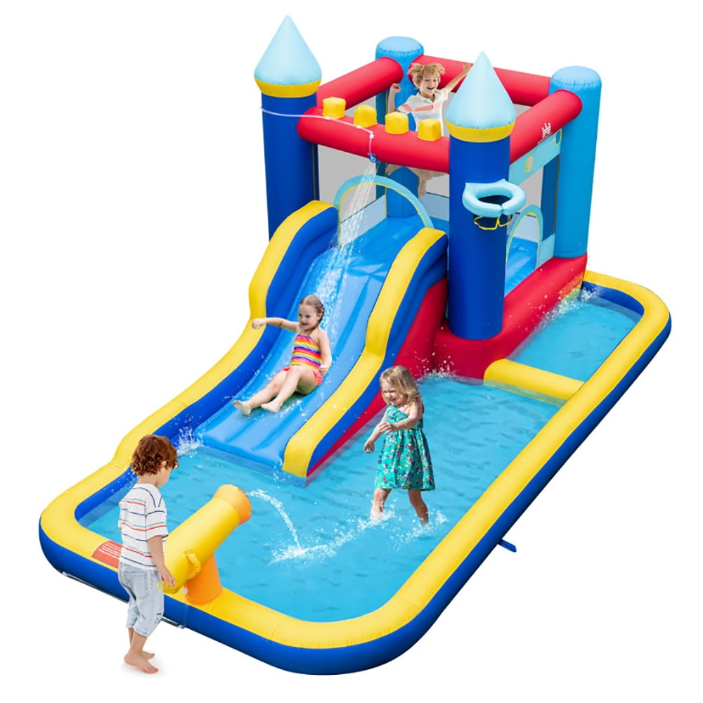 Spaco Inflatable Water Slide Bounce House with 680W Blower and 2 Pools, Jumping Castle Family Backyard Bouncy Castle, Durable Sewn with Extra Thick Material, Idea for Kids