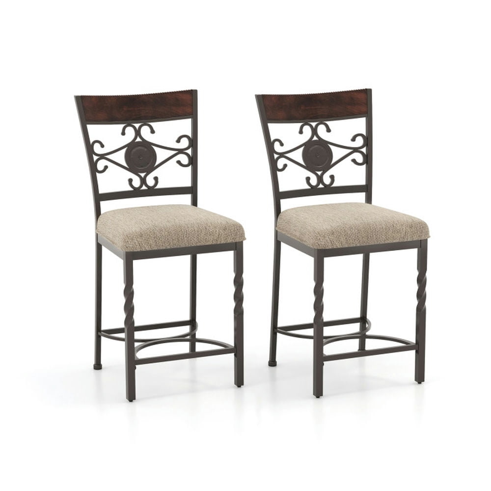 Kadyn Bar Stools, Barstools, Counter Stools, Island Stools, Bar Chairs,Set of 2 25 inches Bar Stools with Rust-proof Metal Frame and Soft Sponge Seat-Brown