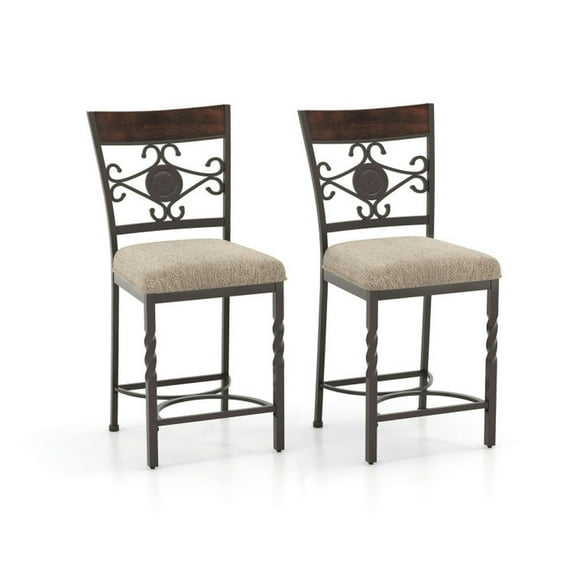 Kadyn Bar Stools, Barstools, Counter Stools, Island Stools, Bar Chairs,Set of 2 25 inches Bar Stools with Rust-proof Metal Frame and Soft Sponge Seat-Brown