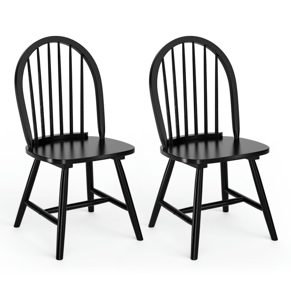 Kadyn Bar Stools Chair,Kitchen Dining Stool Chairs,Dining Chair,Set of 2 Vintage Windsor Wood Chair with Spindle Back for Dining Room-Black