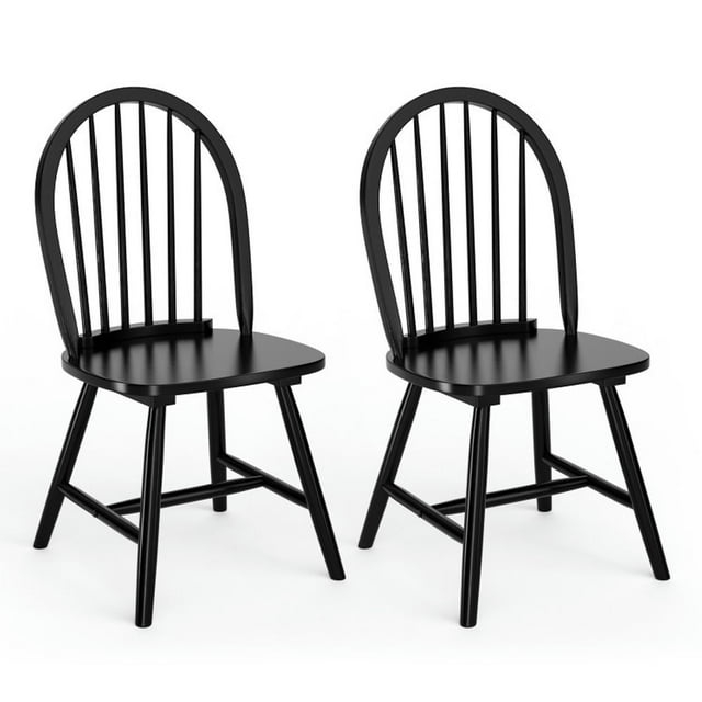 Kadyn Bar Stools Chair,Kitchen Dining Stool Chairs,Dining Chair,Set of 2 Vintage Windsor Wood Chair with Spindle Back for Dining Room-Black
