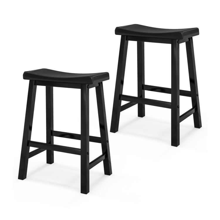 Kadyn Set of 2 24 Inch Counter Height Stools with Solid Wood Legs-Black