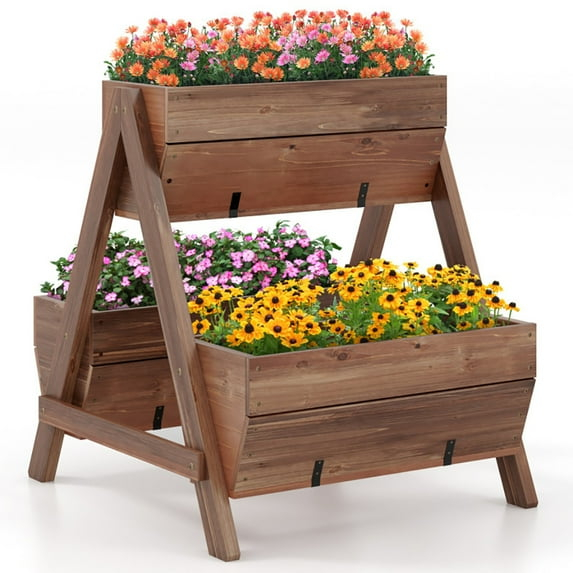 Spaco Vertical Raised Garden bed with 3 Wooden Planter Boxes-S, Outdoor Elevated Flower Box for Backyard/Patio/Gardener