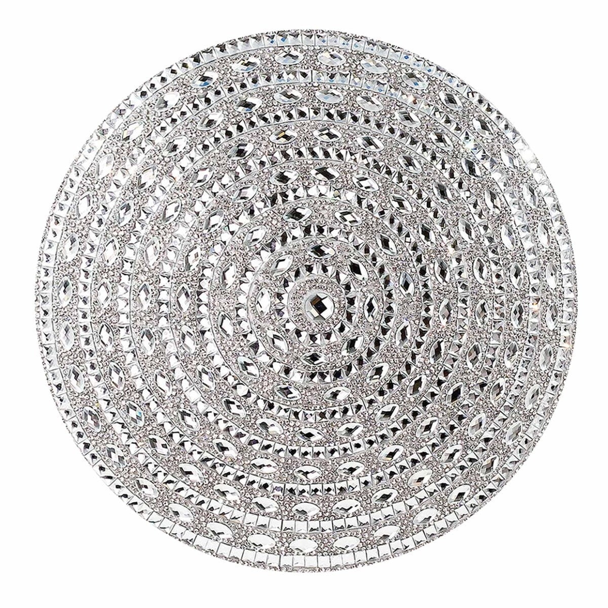 Sparkles Home Gatsby Round Pillow, Glass Rhinestones with Matching Velvet Silver