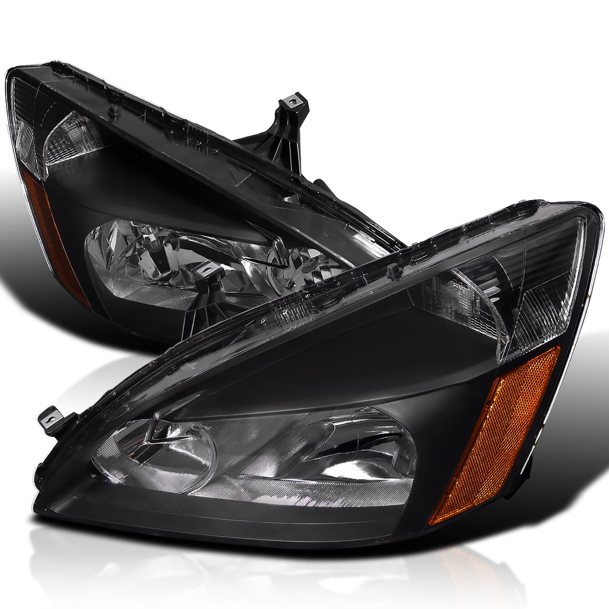 Spec-D Tuning Black Headlights Compatible with 2003-2007 Honda Accord LX EX L+R Pair Head Light Lamp Assembly
