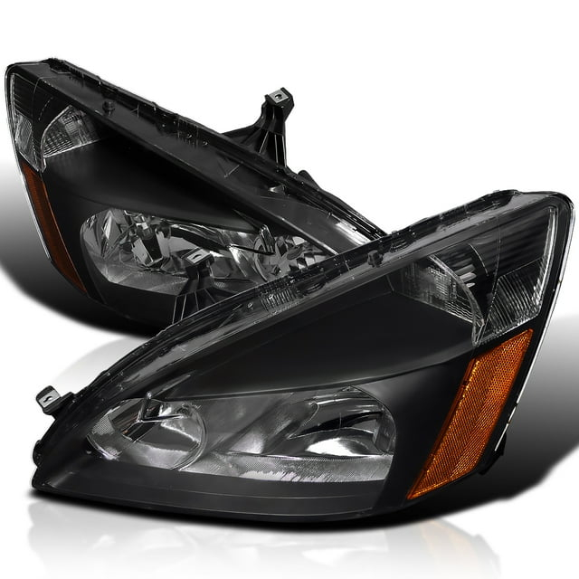 Spec-D Tuning Black Headlights Compatible with 2003-2007 Honda Accord LX EX L+R Pair Head Light Lamp Assembly