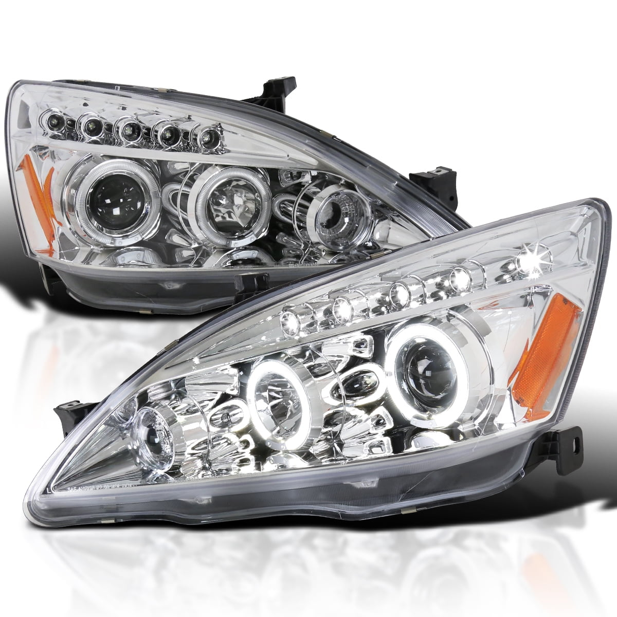 Spec-D Tuning  Halo LED Projector Headlights for 03 to 07 Honda Accord- Chrome - 10 x 25 x 26 in.