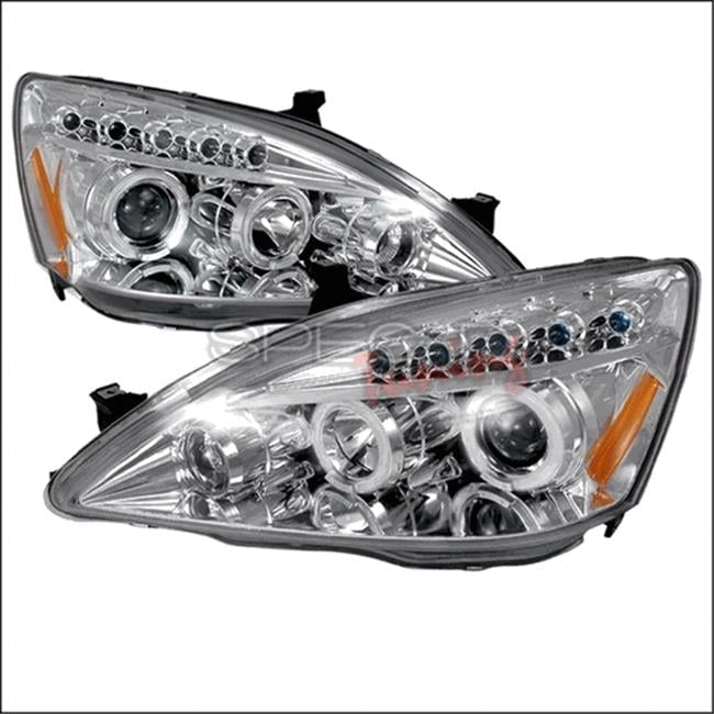 Spec-D Tuning  Halo LED Projector Headlights for 03 to 07 Honda Accord- Chrome - 10 x 25 x 26 in.