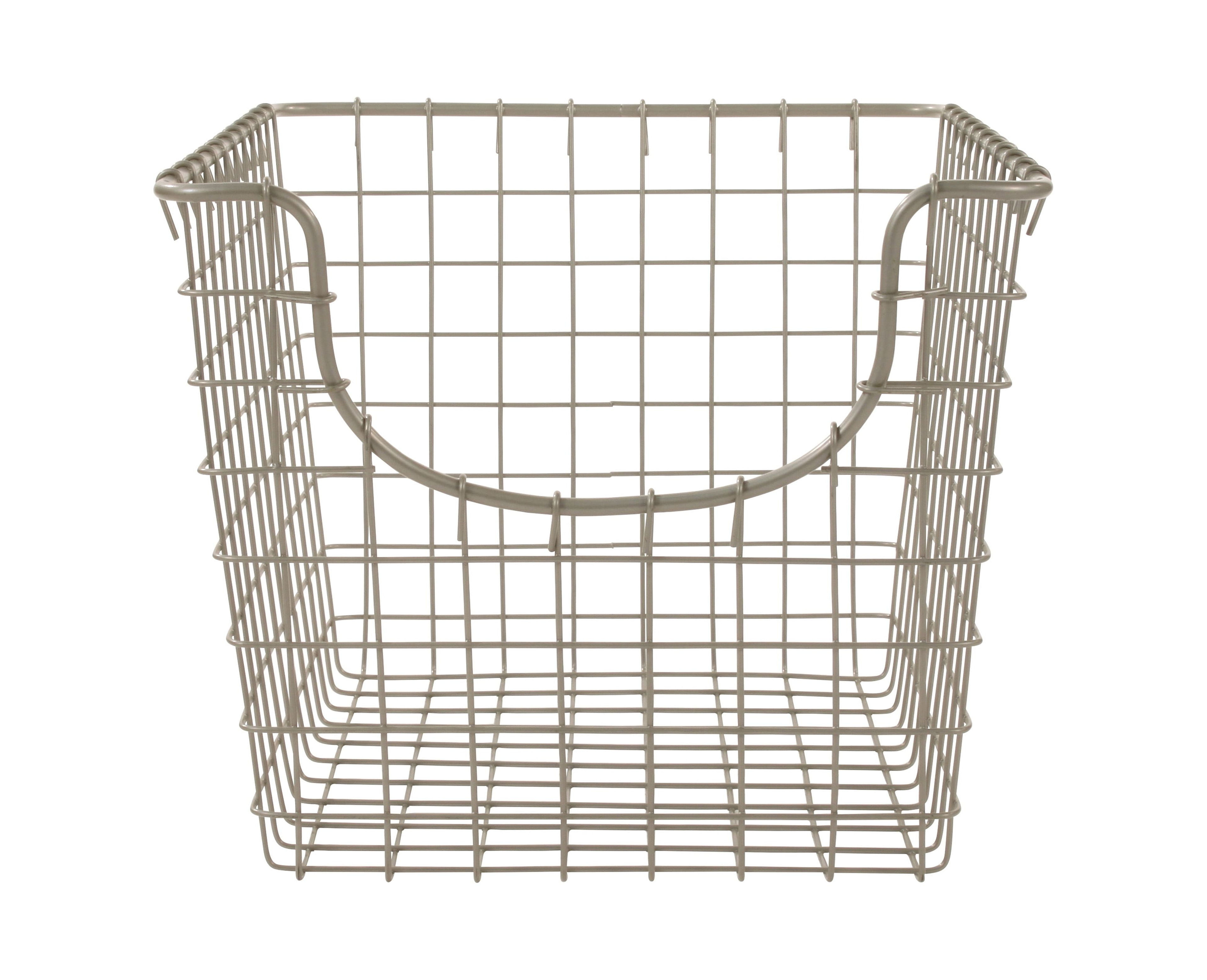 Spectrum Diversified Scoop Steel Wire Stackable Storage Basket for Kitchen, Pantry, Closet and Garage, Small, Satin Nickel