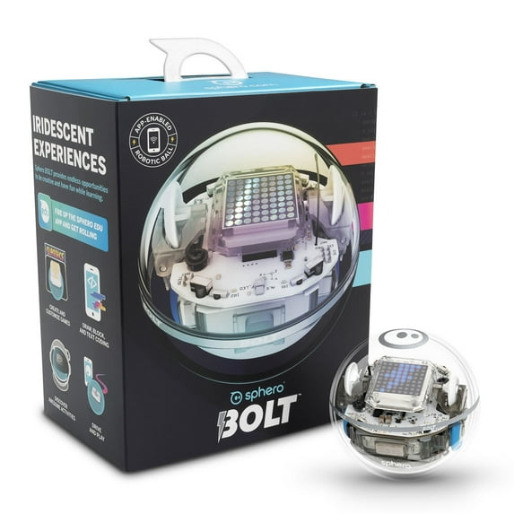 Sphero BOLT: App-Enabled Robot Ball with Programmable Sensors + LED Matrix, Infrared & Compass - STEM Educational Toy for Kids - Learn JavaScript, Scratch & Swift