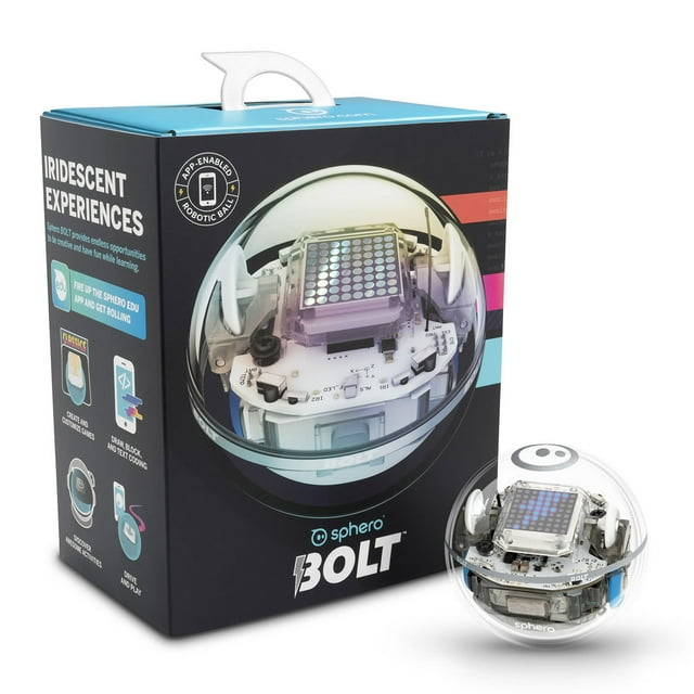 Sphero BOLT: App-Enabled Robot Ball with Programmable Sensors + LED Matrix, Infrared & Compass - STEM Educational Toy for Kids - Learn JavaScript, Scratch & Swift