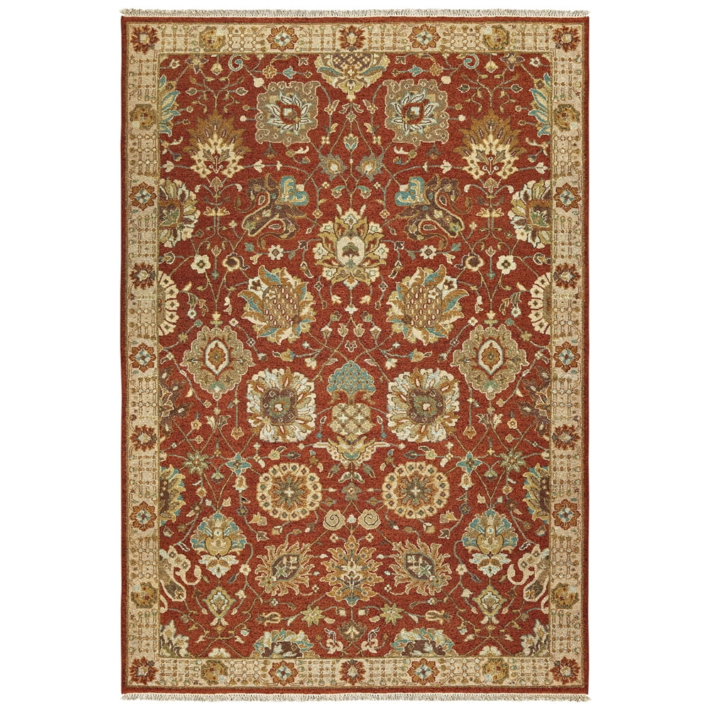 Angora Oriental Handwoven Wool Rust/Ivory Area Rug