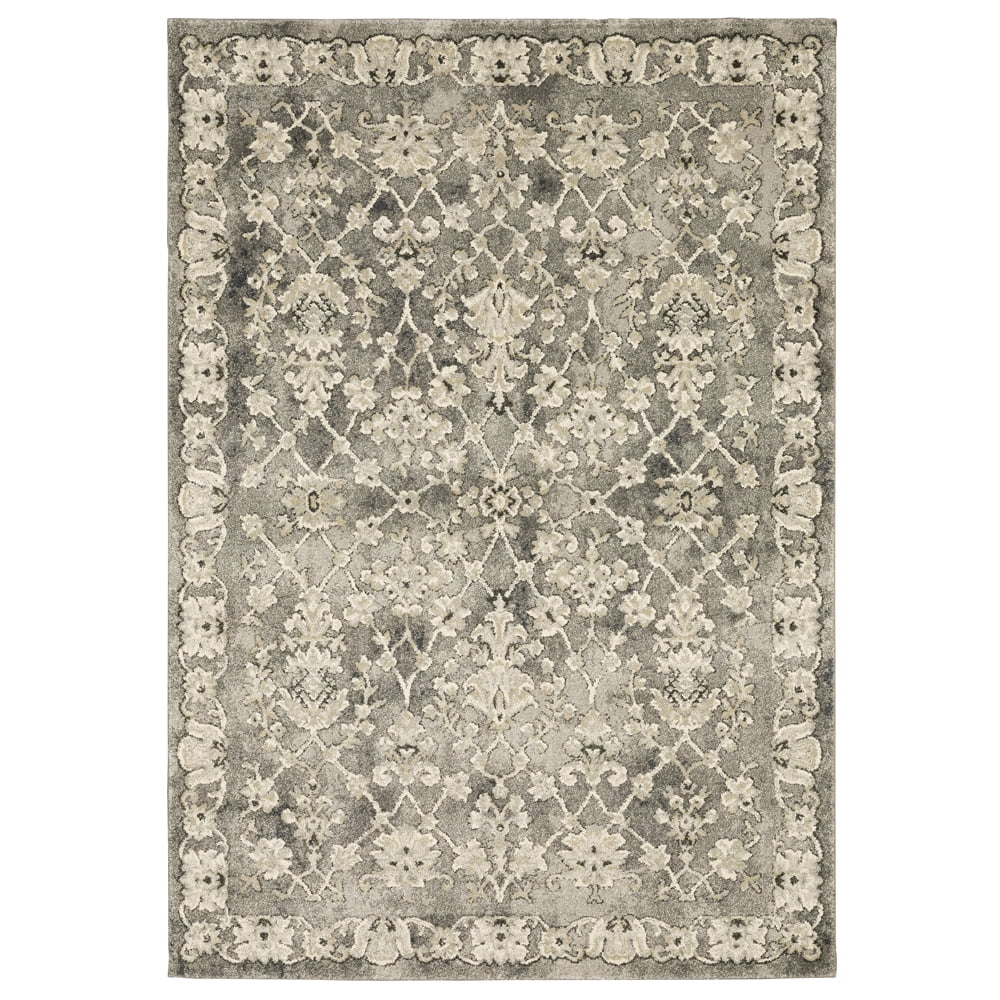 Oriental Weavers Florence Area Rug 1002E Grey Scrolls Faded 6' 7" x 9' 6" Rectangle