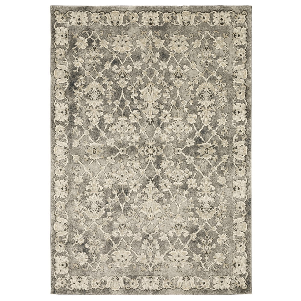 Oriental Weavers Florence Area Rug 1002E Grey Scrolls Faded 6' 7" x 9' 6" Rectangle