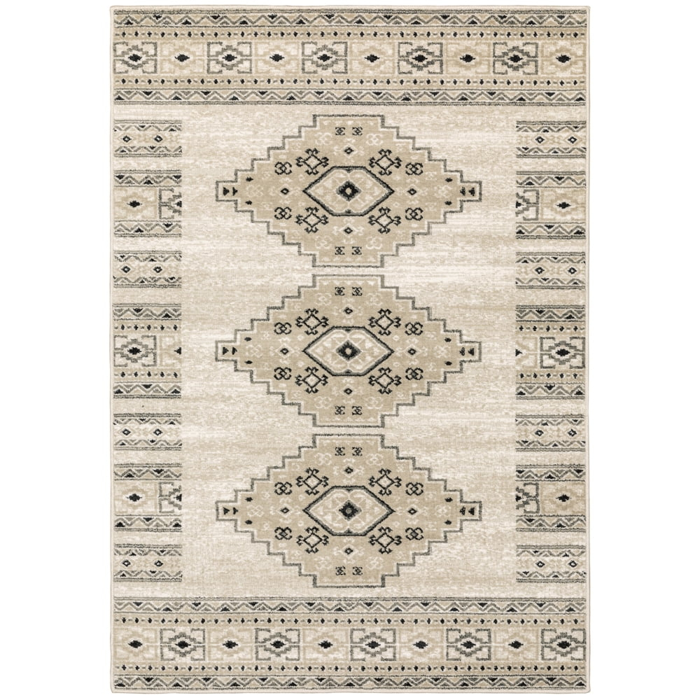 Sphinx Georgia Area Rug 643A0 Casual Ivory Rings Petals 5' 3" x  7' 3" Rectangle