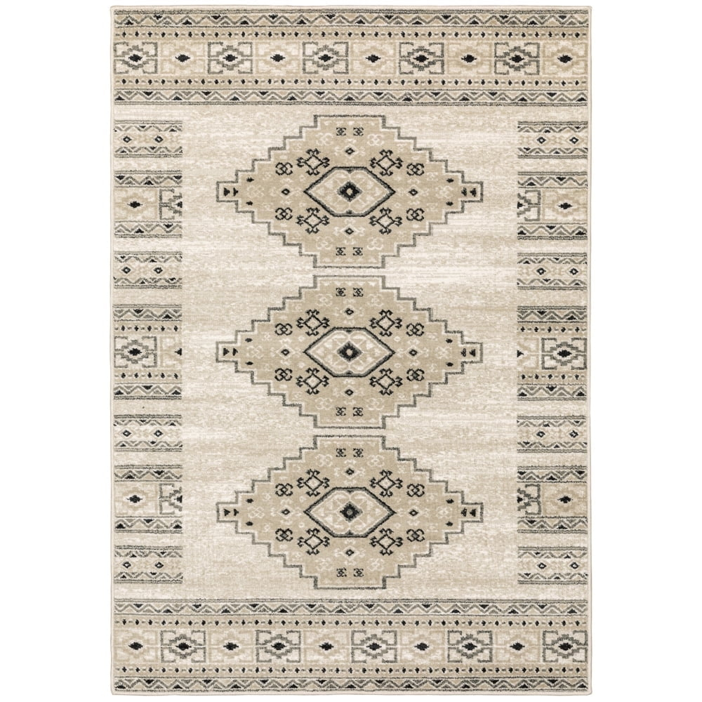 Oriental Weavers Georgia Area Rug 643A0 Casual Ivory Rings Petals 5' 3" x 7' 3" Rectangle