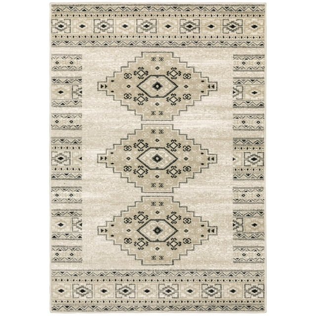 Oriental Weavers Georgia Area Rug 643A0 Casual Ivory Rings Petals 5' 3" x 7' 3" Rectangle