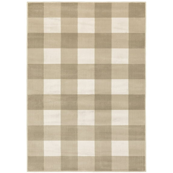 Oriental Weavers Georgia Area Rug 678A0 Casual Beige Plaid Blocks 3' 10" x 5' 5" Rectangle