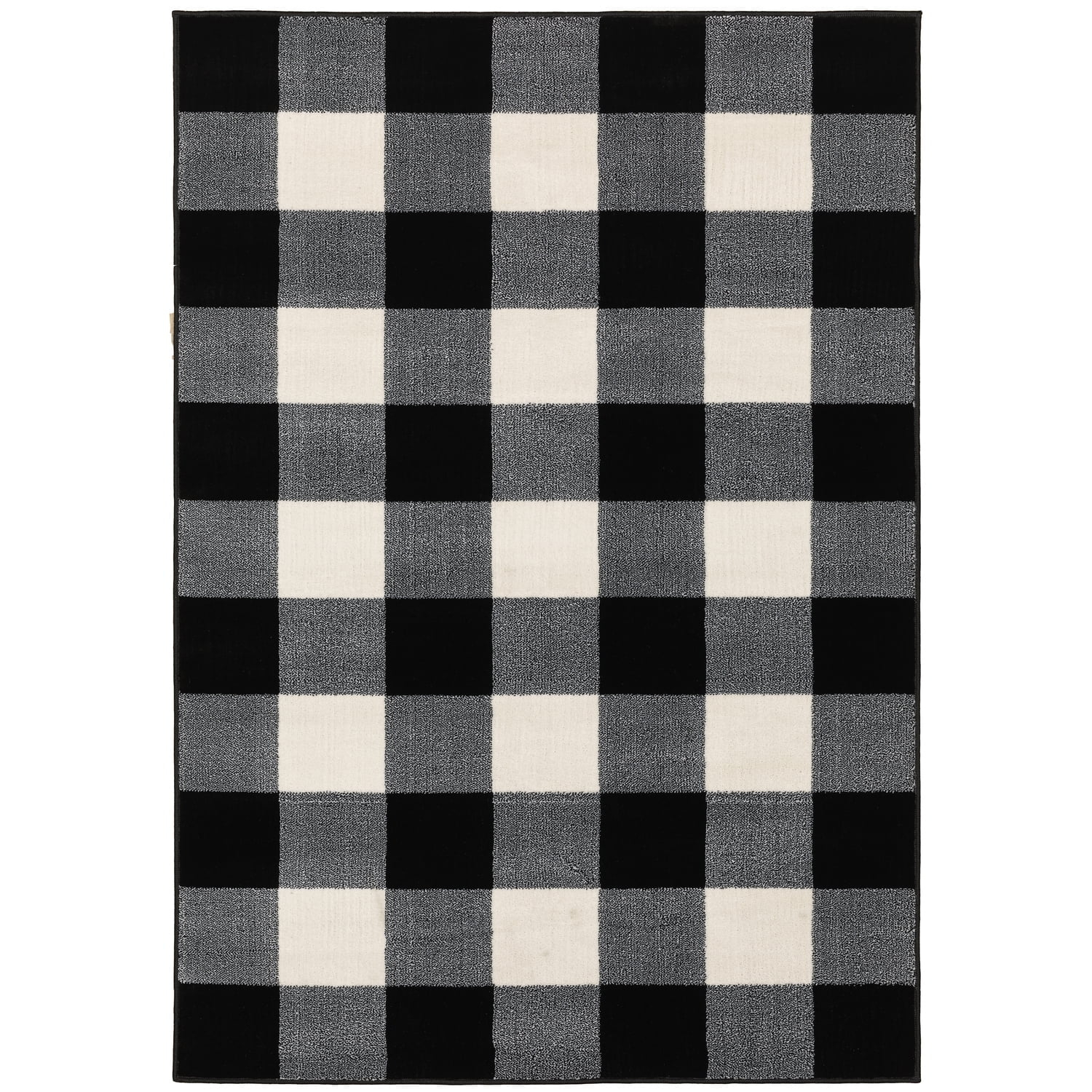 Oriental Weavers Georgia Area Rug 678D0 Casual Black Plaid Blocks 3' 10" x 5' 5" Rectangle