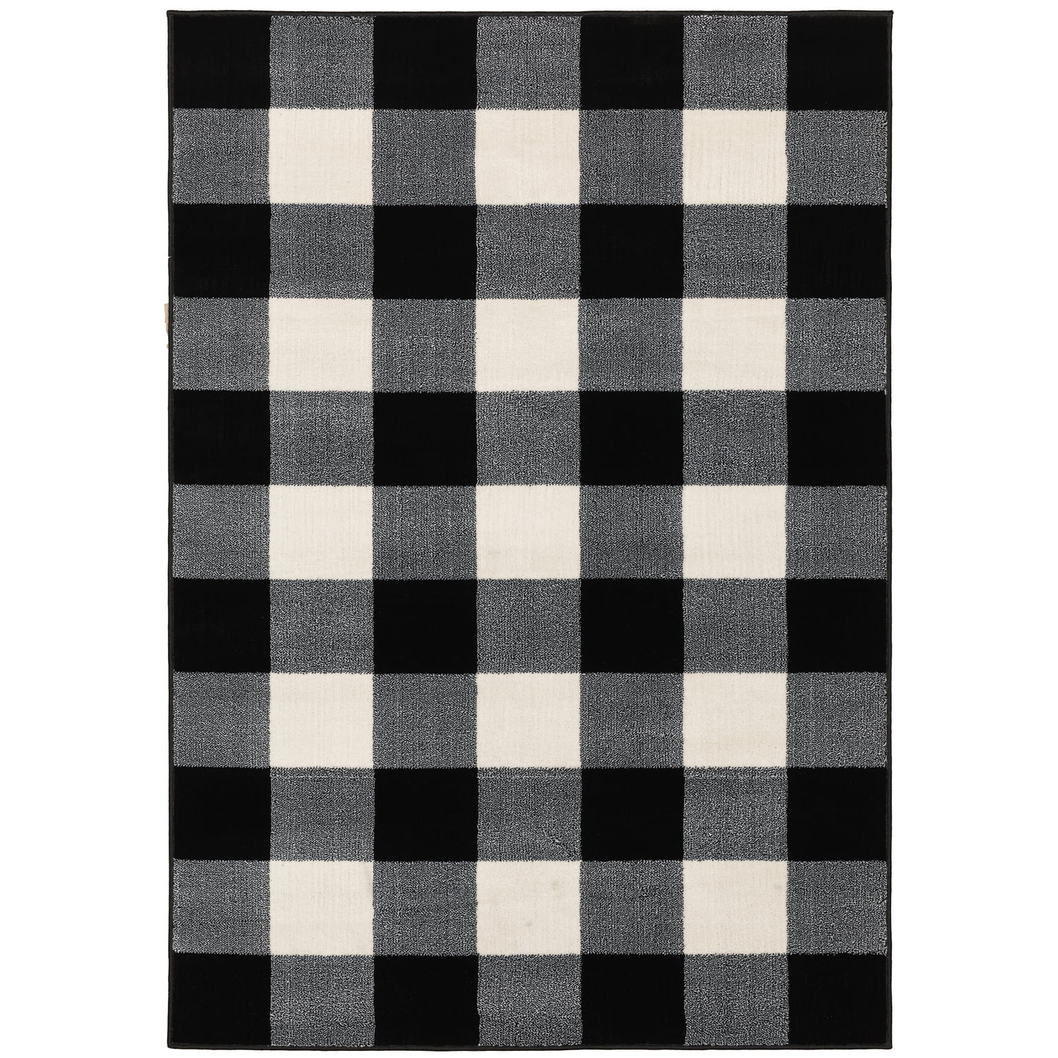Oriental Weavers Georgia Area Rug 678D0 Casual Black Plaid Blocks 3' 10" x 5' 5" Rectangle