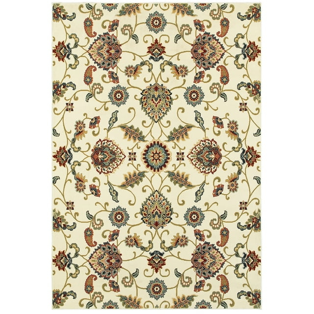 Oriental Weavers Kashan Area Rug 9946W Ivory Curls Borderless 6' 7" x 9' 6" Rectangle