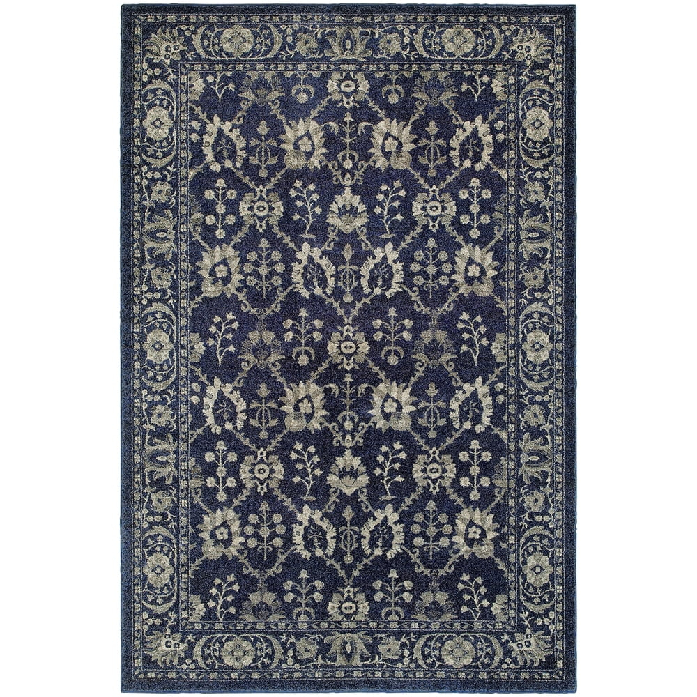 Sphinx Richmond Area Rug Navy Vines Circles 2' 3" x  7' 6" Rectangle