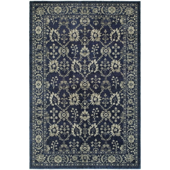 Sphinx Richmond Area Rug Navy Vines Circles 2' 3" x  7' 6" Rectangle