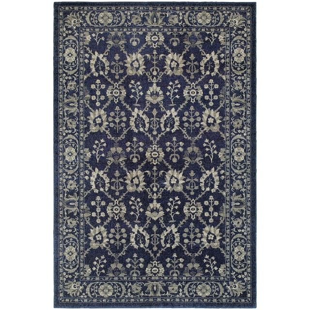 Sphinx Richmond Area Rug Navy Vines Circles 2' 3" x  7' 6" Rectangle