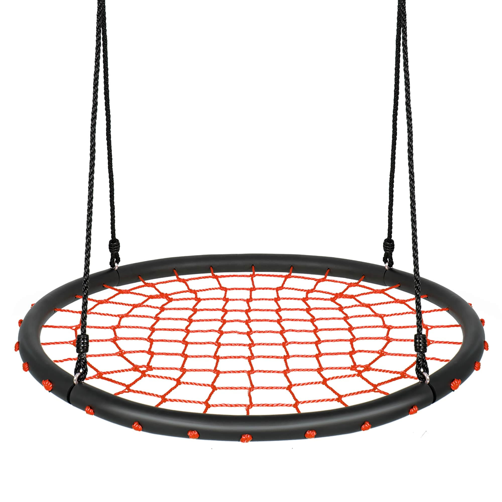 Spider Web Tree Swing Set Kids Outdoor Round Platform Rope Swing Orange