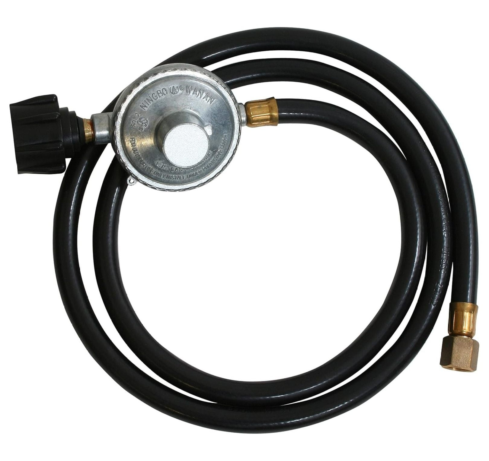 5-Foot Black LP Regulator Hose with Metal Connectors