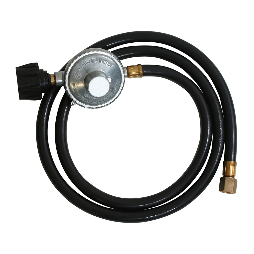 5-Foot Black LP Regulator Hose with Metal Connectors
