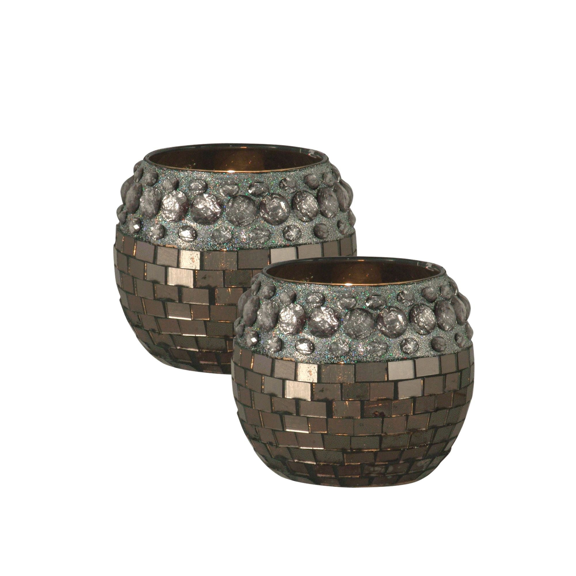 Springdale 4"H 2-Piece Egyptian Mosaic Art Glass Candle Holder