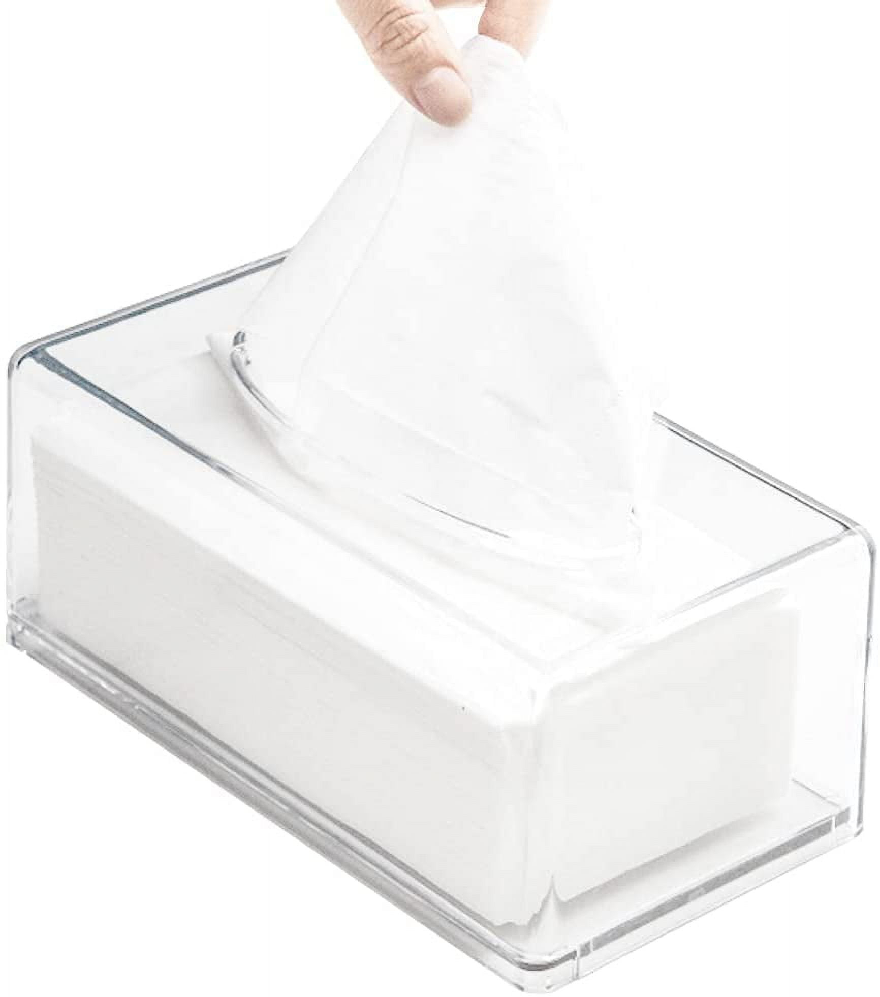 Square Clear Acrylic Tissue Box, Box Covers Rectangular, Bathroom Facial Napkin Box Holders, Table Clear Dryer Sheet Dispenser for Bathroom, Kitchen and Cars Transparent Rectangular