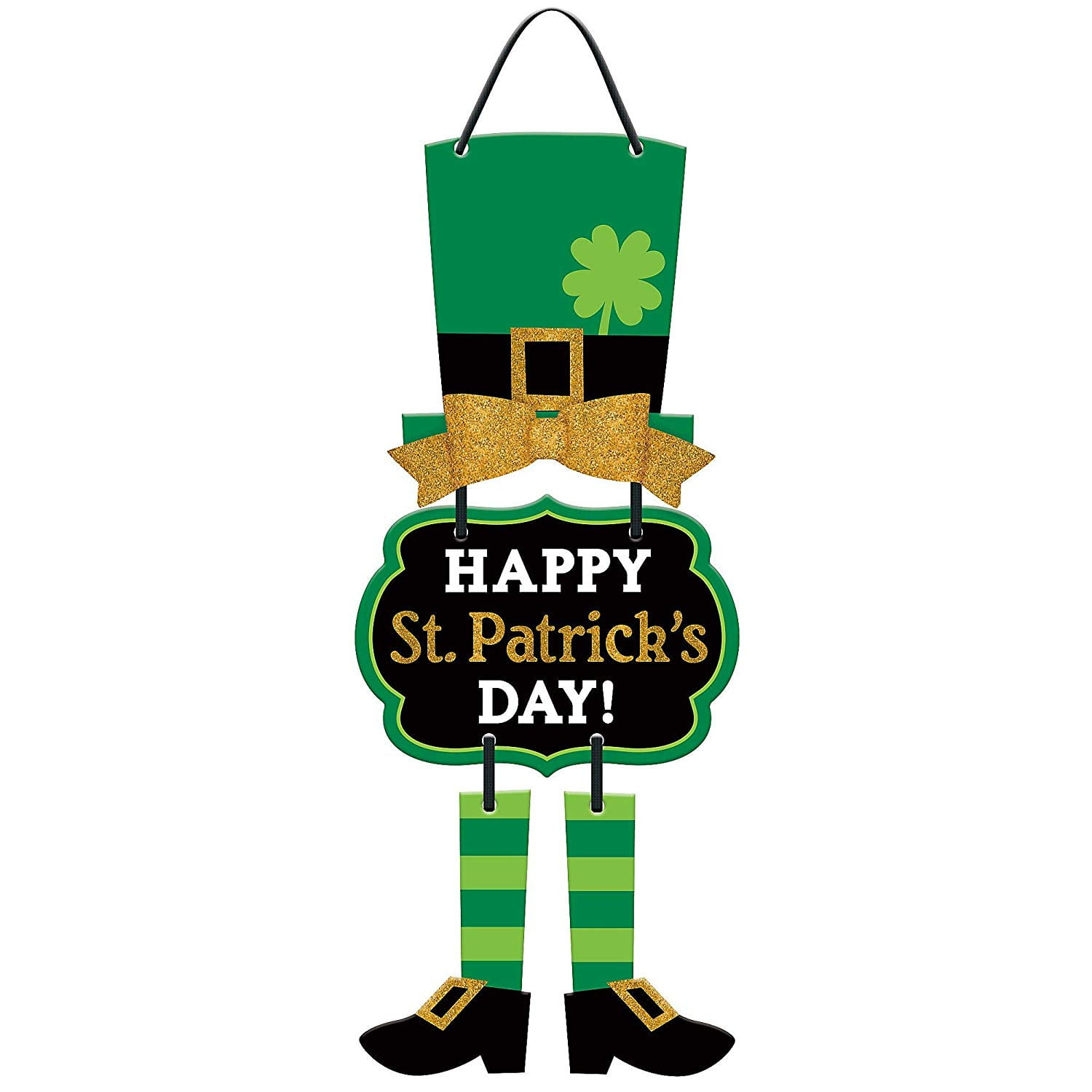 AJKSFHIU Happy St Patricks Day Leprechaun Door Signs,Saint Patricks Day Hanging Welcome Door Sign Outdoor Decorations with Leprechaun Top Hat and Feet