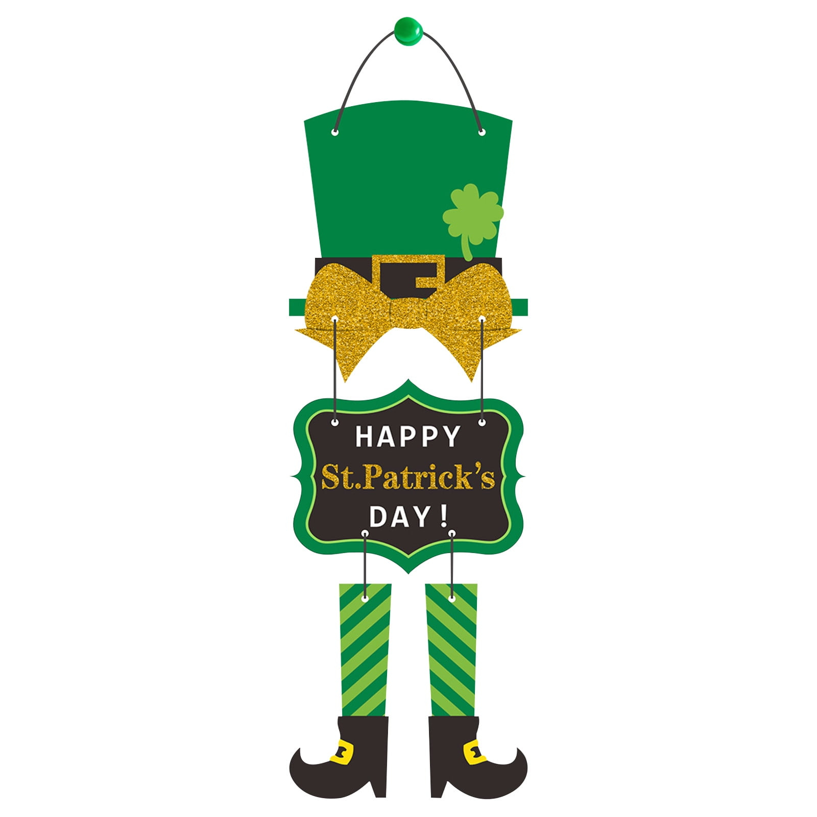 AJKSFHIU Happy St Patricks Day Leprechaun Door Signs,Saint Patricks Day Hanging Welcome Door Sign Outdoor Decorations with Leprechaun Top Hat and Feet