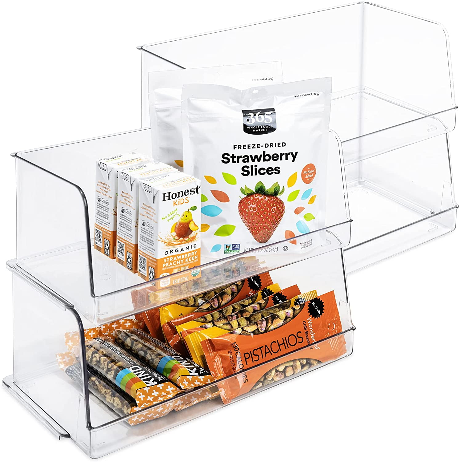 Stackable Household Bin - Set of 4- 7 x 12.5 Inch - Clear