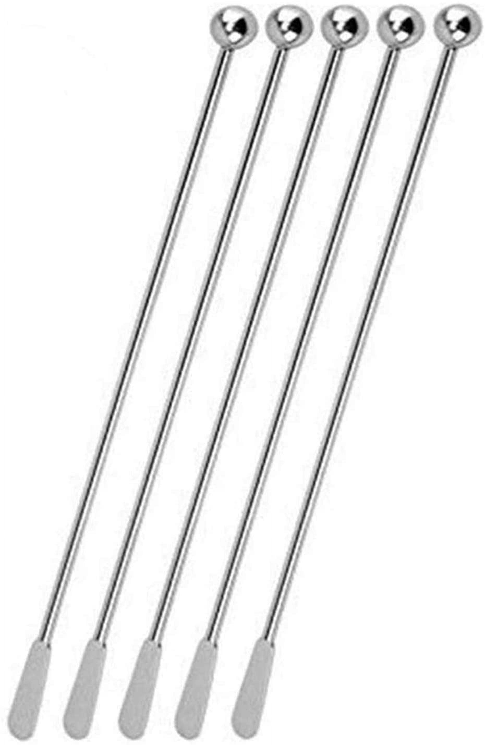Jsdoin Stainless Steel Coffee Beverage Stirrers Stir Cocktail Drink Swizzle Stick with Small Rectangular Paddles (5 silver)