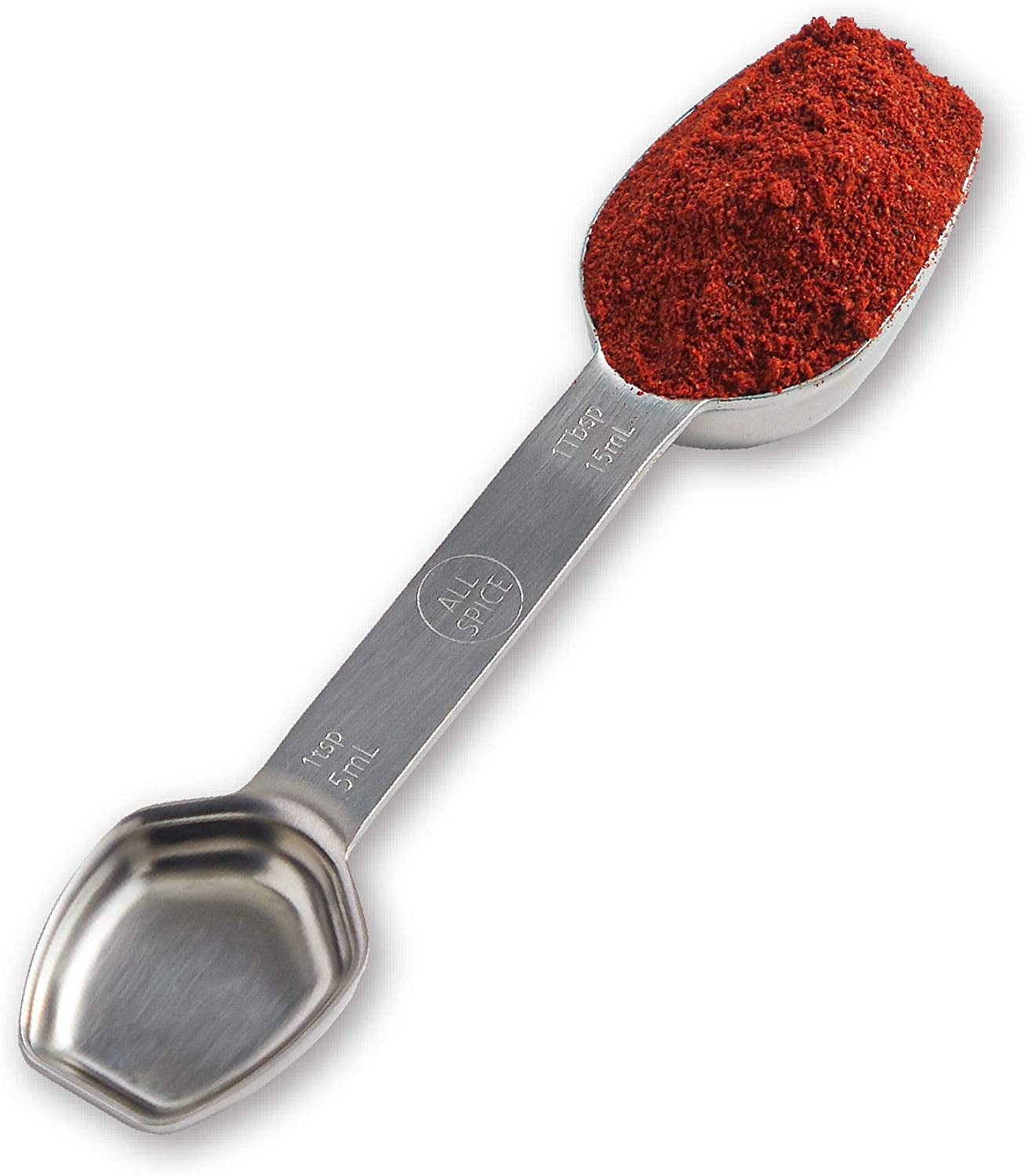 Stainless Steel Double Sided Measuring Spoon - Teaspoon and Tablespoon | Space Saving Design | Rests Securely | Dishwasher Safe