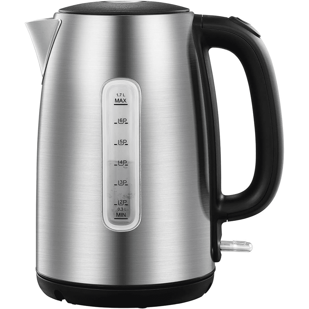 Stainless Steel Electric Kettle, 1.7 Liter Tea Kettle Electric & Hot Water Kettle, 1500W Fast Boil with LED Light, Auto Shut-Off and Boil-Dry Protection