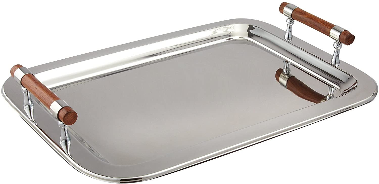 Stainless Steel Rectangular Tray, 22" X 15.5", Silver
