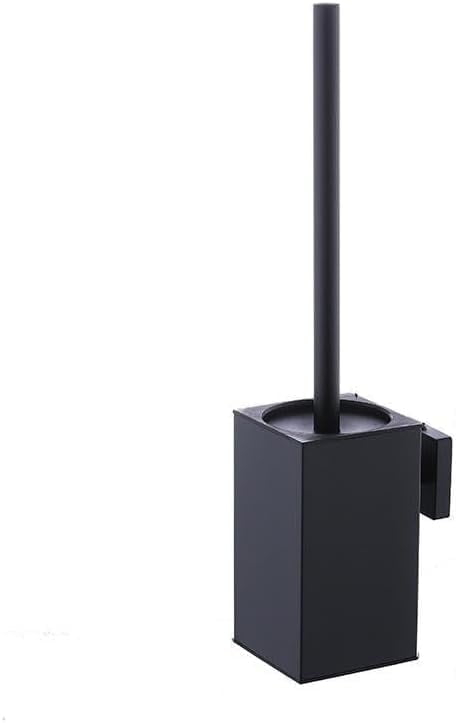 Stainless Steel Toilet Brush & Holder,Wall-Mounted, long handle,Square Toilet Brush Set,Heavy Duty Cleaner for Bathroom, with Removable Plastic Brush (Black)