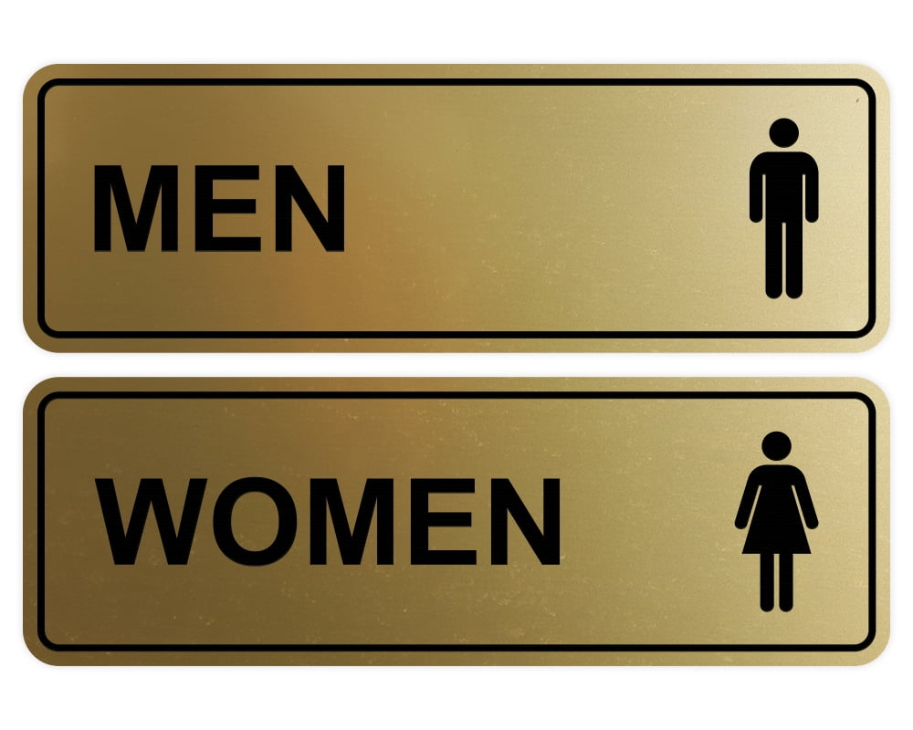Standard Men Women Restroom Sign (Set of 2) - Brushed Gold - Large