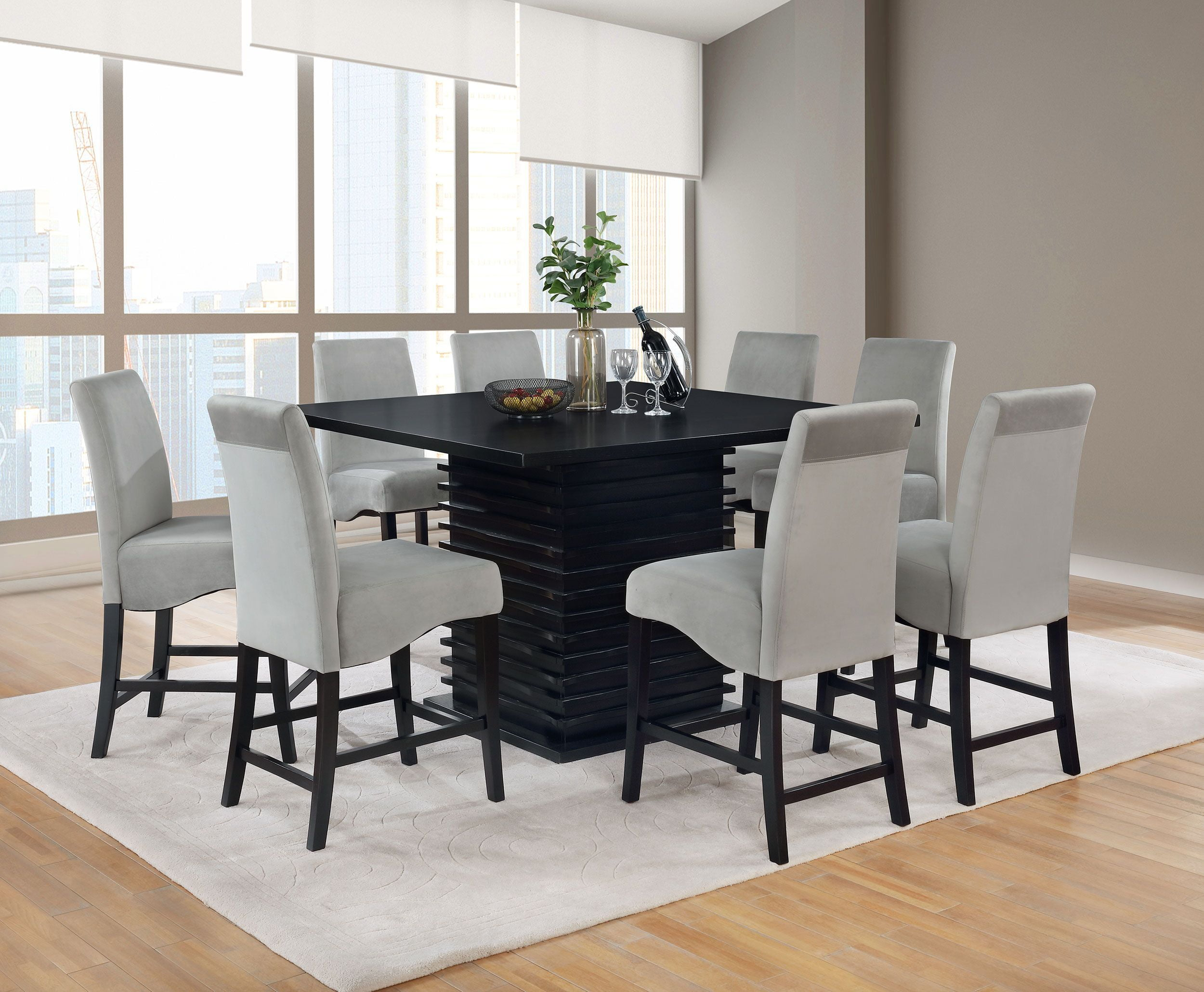 Coaster Stanton 7-Piece Contemporary Wood Dining Set in Black and Gray