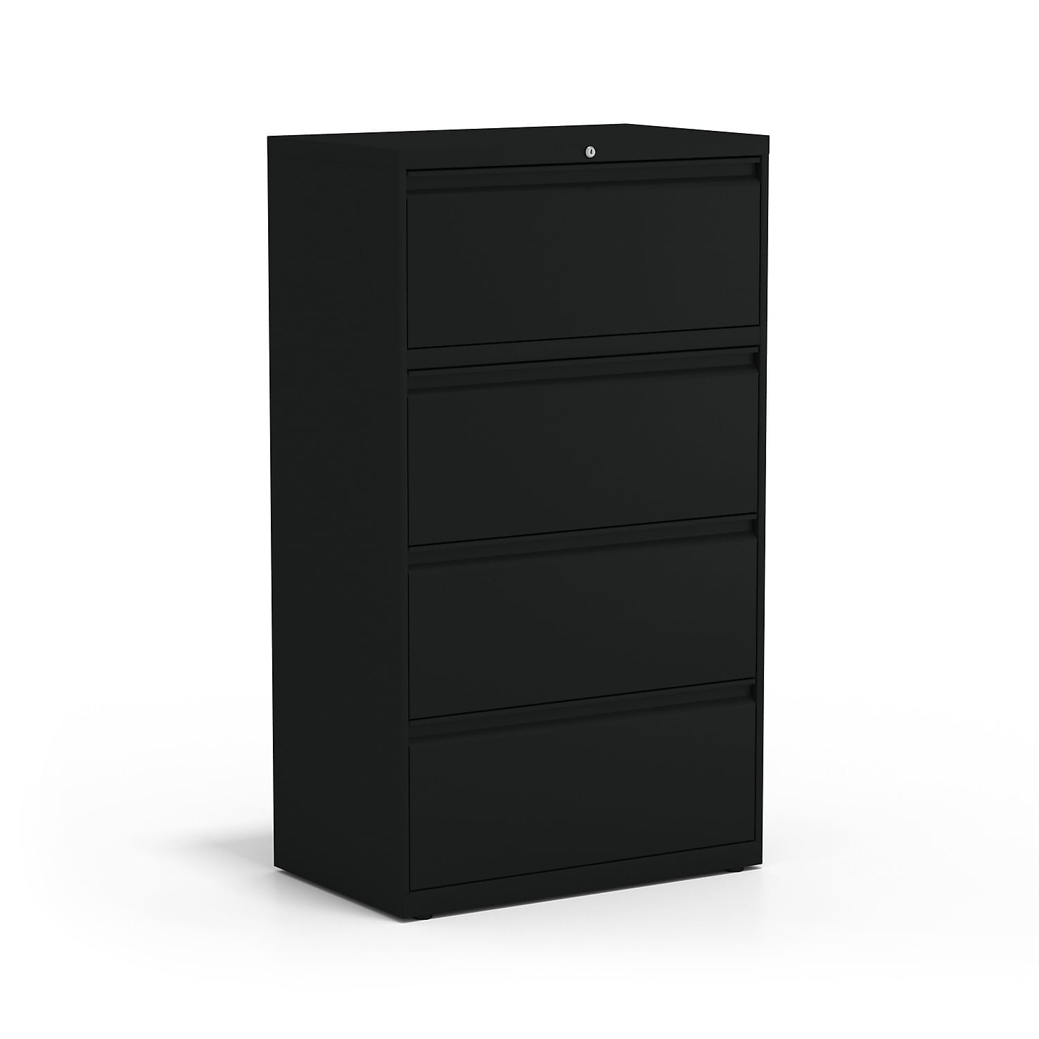 Staples 30" Wide Lateral File Cabinet 4-Drawer Assembled Black Letter/Legal (20070D)