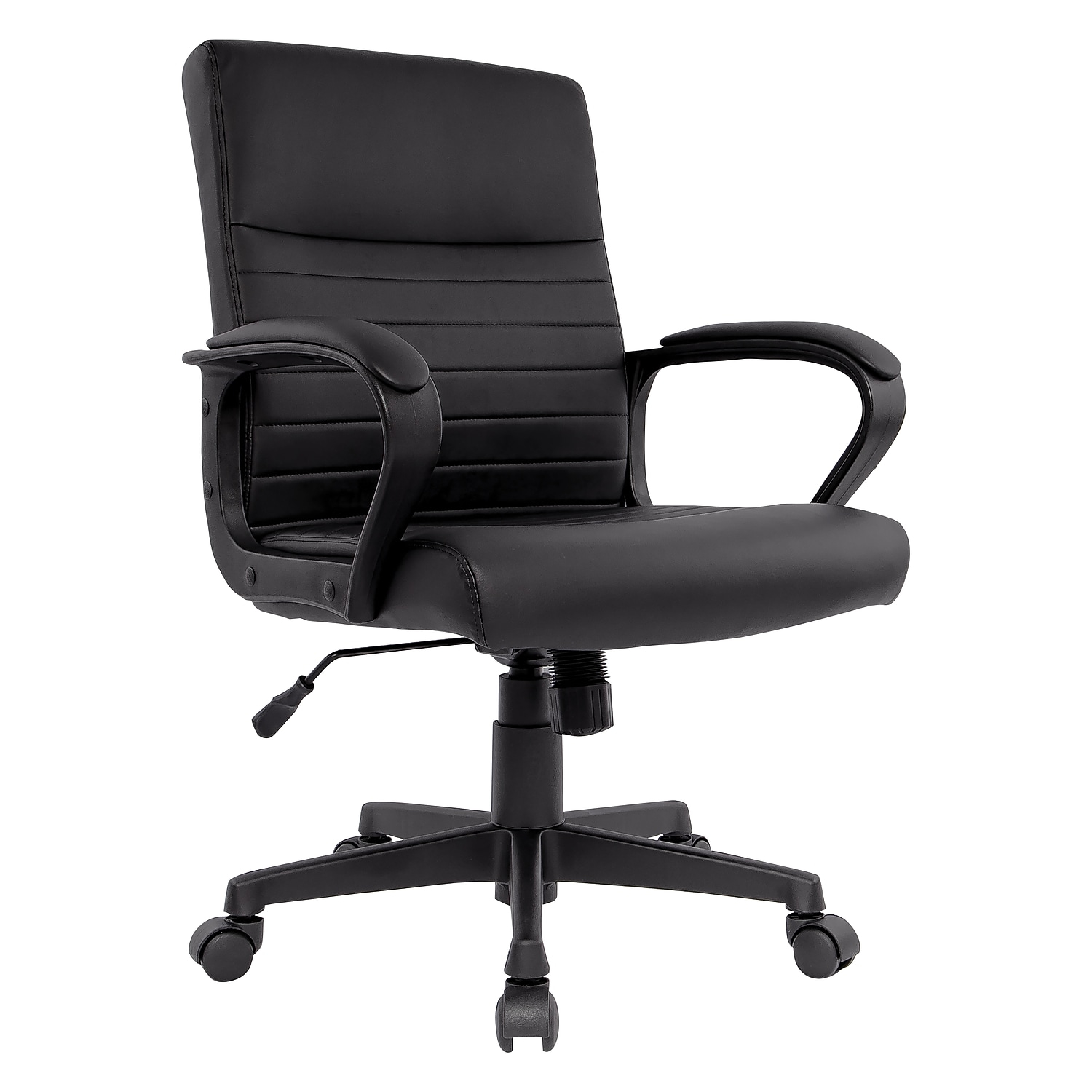 24396771 Leather Mid-Back Manager Chair, Black