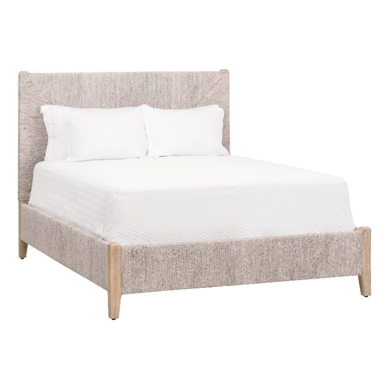 Star International Furniture Woven Malay Fabric Cal King Bed in Off White/Gray