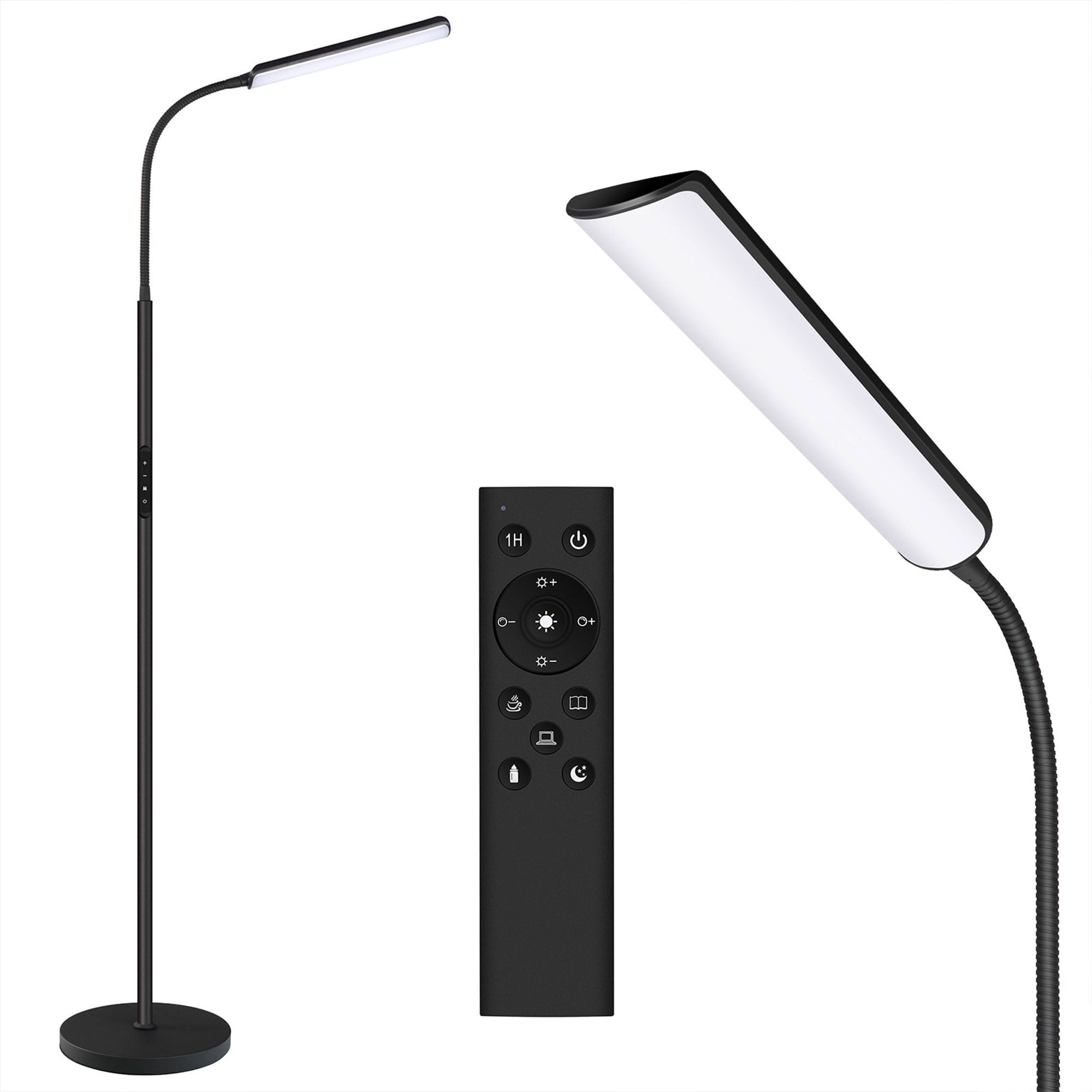 Dimunt LED Floor Lamp, Bright 15W Floor Lamps for Living Room with 1H Timer, Stepless Adjustable 3000K-6000K Colors & Brightness Standing Lamp with Remote & Touch Control Reading Floor Lamps