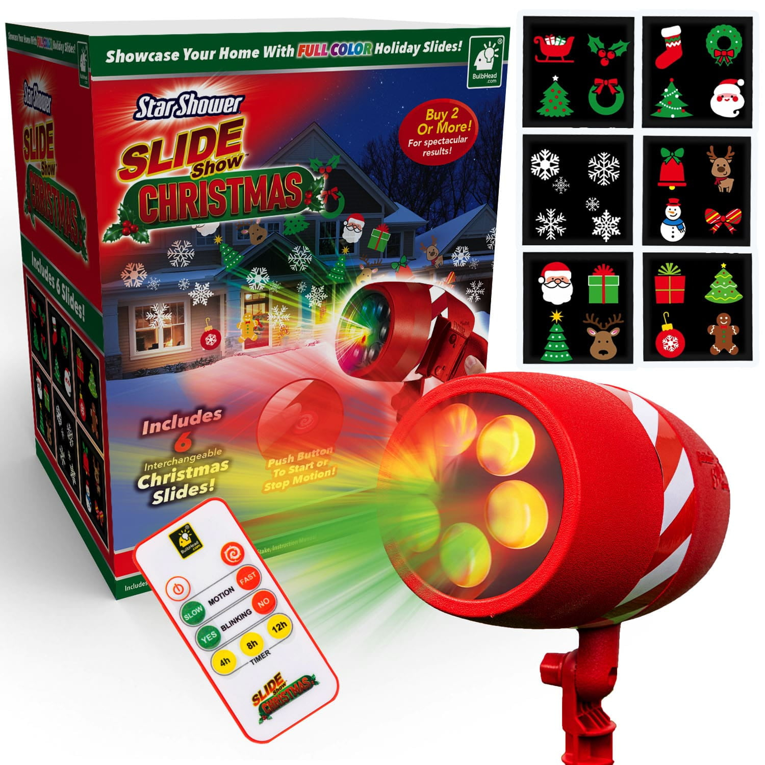 Star Shower Christmas Slide Show LED Holiday Projector, AS-SEEN-ON-TV, Remote Control