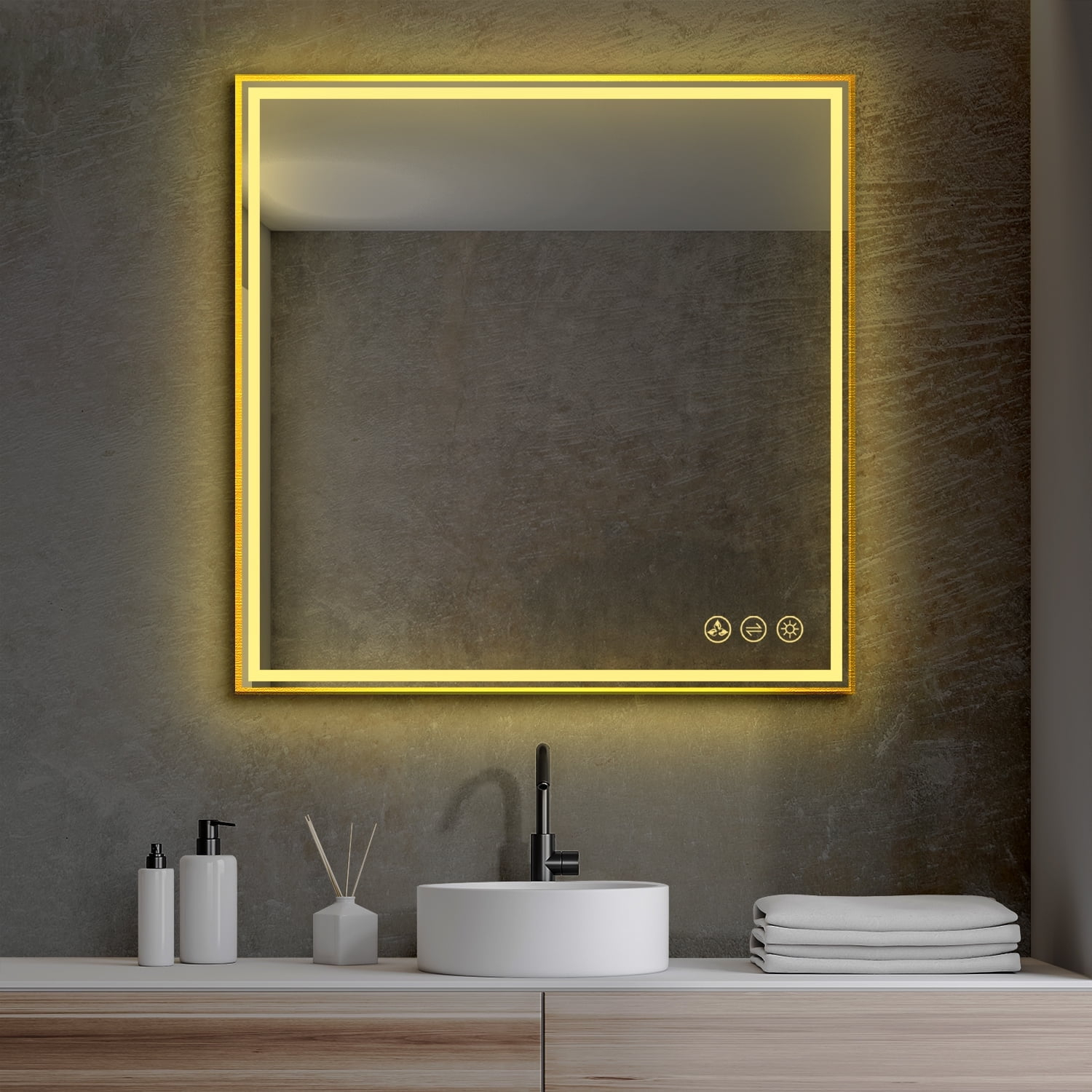 Blossom Stellar 36" LED Mirror Cabinet | Matte Black Frame | Adjustable Color, Brightness | Defogger