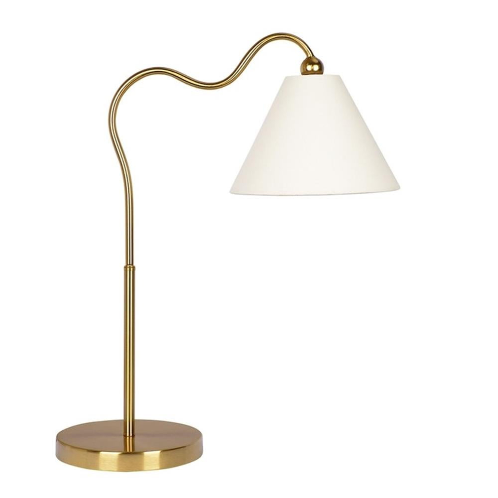 Stellar Shine Brass Ring Base Curved Brass & Metal Table Lamp